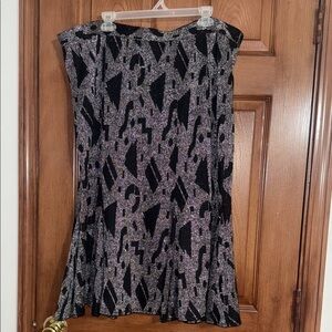 Chic Black and Silver Geometric A-Line Skirt